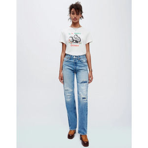 NEW! RE/DONE Size 26 90s High Rise Loose Jeans Mended Destroy $425 msrp I18-11